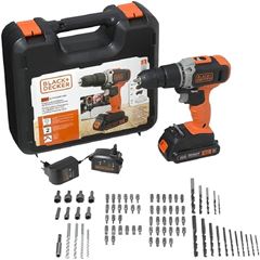 KIT PARAFUSADEIRA/ FURADEIRA. IMP 20V (3/8) C/ 80ACES, 1 BAT 1.5AH + MALETA BCD704C1KA-BR