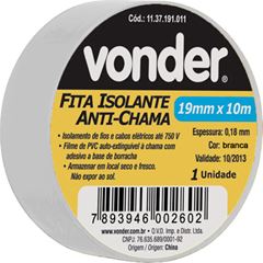 FITA ISOLANTE 19MMX10M BRANCO 1137191021