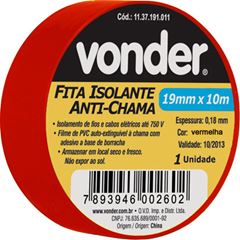 FITA ISOLANTE 19MMX10M VERMELHA 1137191091